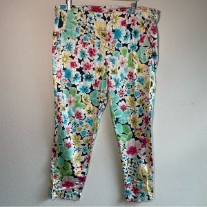 Johnny Was Floral Pastel Bag Waist Pants XL